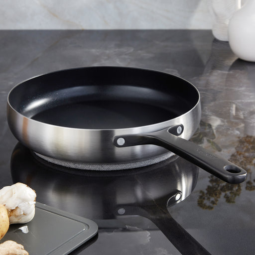Image 2 of Belly Tri-Ply 18/10 Stainless Steel Nonstick Ceramic 11" Fry Pan, Smokey Black