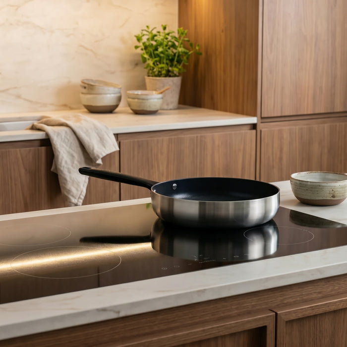 Image 7 of Belly Tri-Ply 18/10 Stainless Steel Nonstick Ceramic 11" Fry Pan, Smokey Black