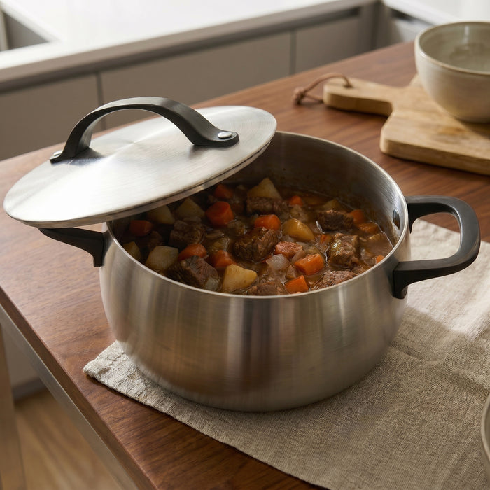 Image 3 of Belly Tri-Ply 18/10 Stainless Steel 7" Stockpot 3qt. with Lid, Smokey Black