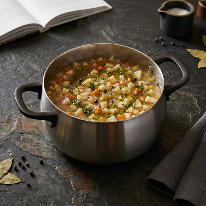Image 4 of Belly Tri-Ply 18/10 Stainless Steel 7" Stockpot 3qt. with Lid, Smokey Black