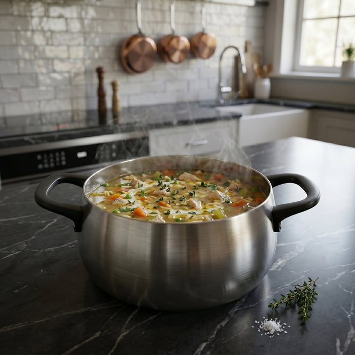 Image 5 of Belly Tri-Ply 18/10 Stainless Steel 7" Stockpot 3qt. with Lid, Smokey Black