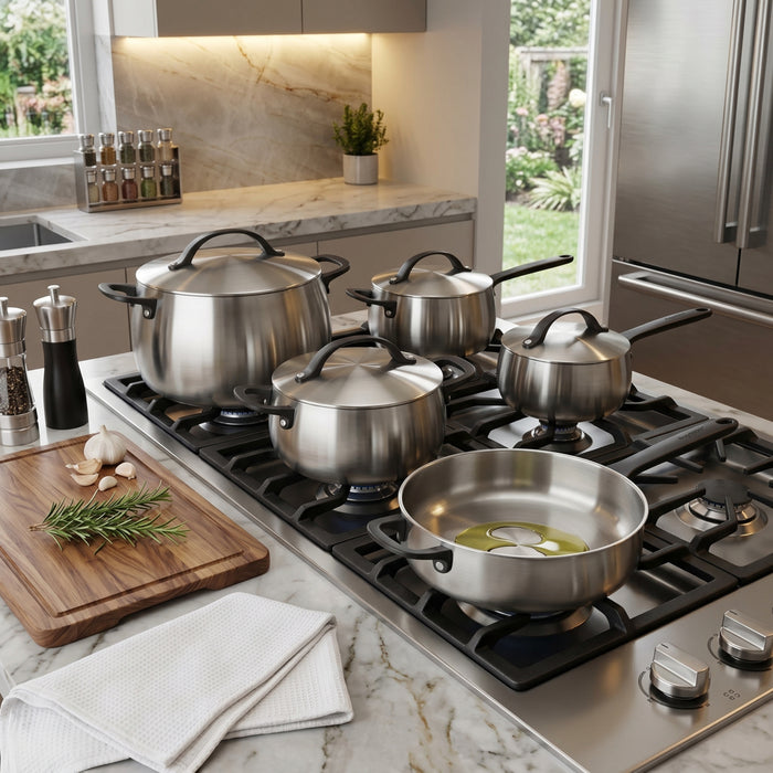 Image 6 of Belly Tri-Ply 18/10 Stainless Steel 7" Stockpot 3qt. with Lid, Smokey Black