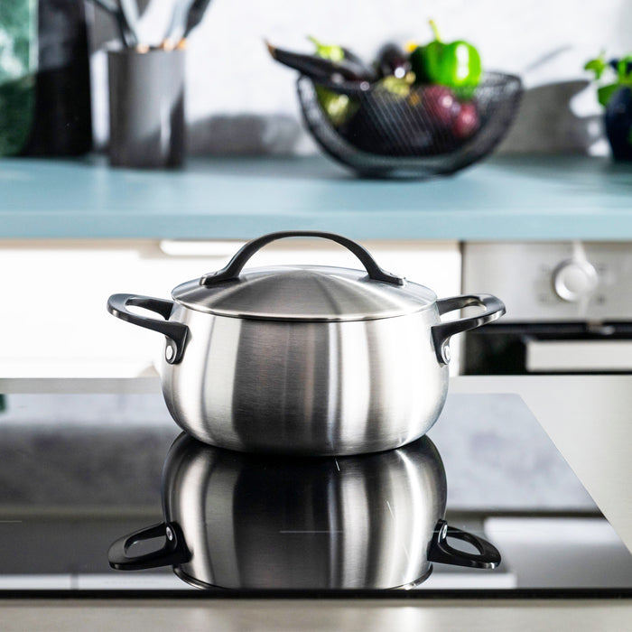 Image 7 of Belly Tri-Ply 18/10 Stainless Steel 7" Stockpot 3qt. with Lid, Smokey Black
