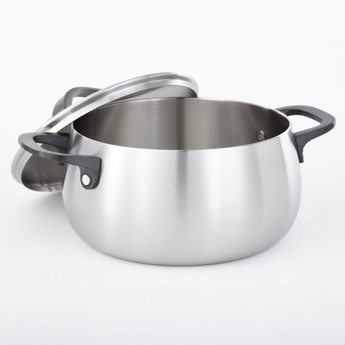 Image 3 of Belly Tri-Ply 18/10 Stainless Steel 8" Stockpot 4qt. with Lid, Smokey Black