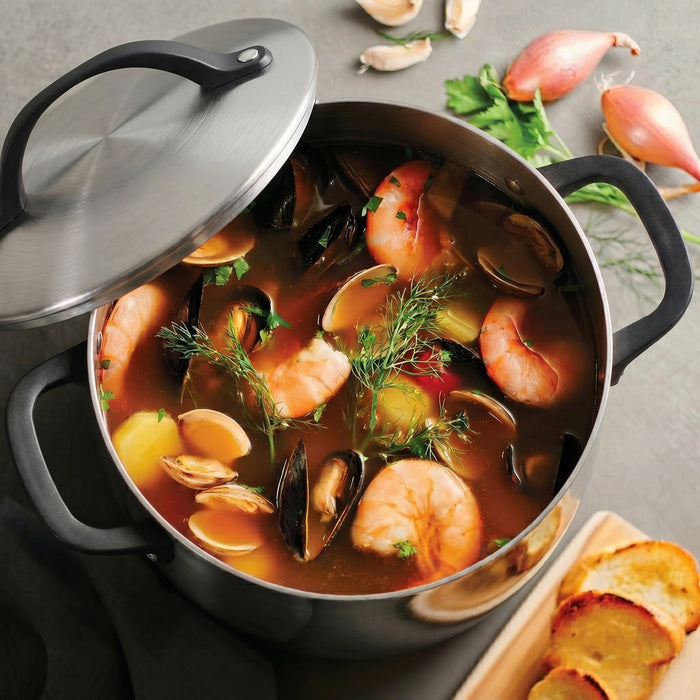 Image 6 of Belly Tri-Ply 18/10 Stainless Steel 8" Stockpot 4qt. with Lid, Smokey Black