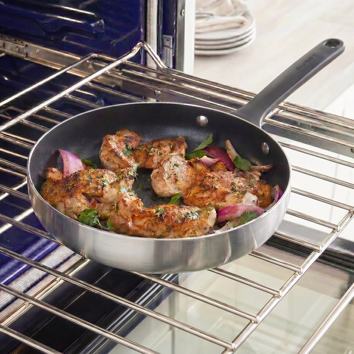 Image 5 of Belly Tri-Ply 2pc 18/10 Stainless Steel Nonstick Ceramic Fry Pan Set, Smokey Black