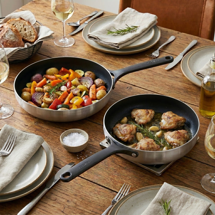 Image 6 of Belly Tri-Ply 2pc 18/10 Stainless Steel Nonstick Ceramic Fry Pan Set, Smokey Black