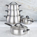 Image 4 of Belly Tri-Ply 5pc 18/10 Stainless Steel Cookware Set with Lids, Smokey Black