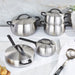 Image 7 of Belly Tri-Ply 10pc 18/10 Stainless Steel Cookware Set with Lids, Smokey Black
