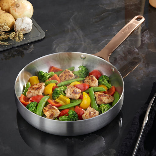 Image 1 of Belly Tri-Ply 18/10 Stainless Steel 9.5" Fry Pan, Warm Blush