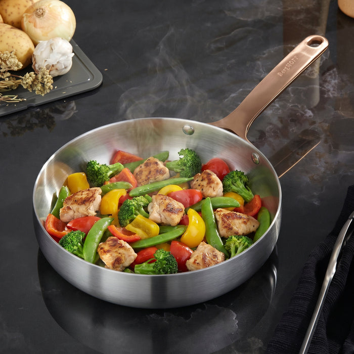 Image 1 of Belly Tri-Ply 18/10 Stainless Steel 9.5" Fry Pan, Warm Blush