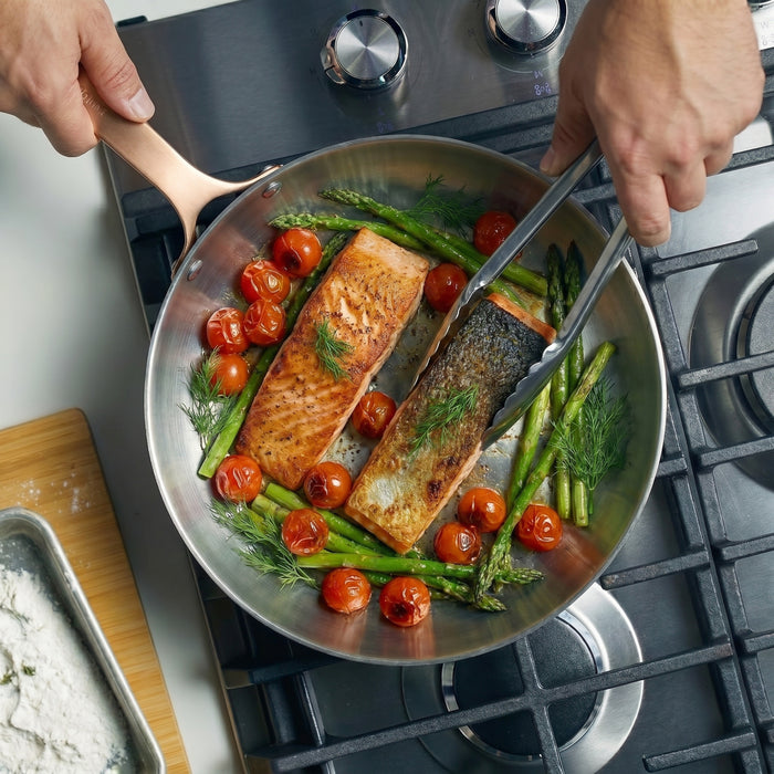 Image 5 of Belly Tri-Ply 18/10 Stainless Steel 9.5" Fry Pan, Warm Blush