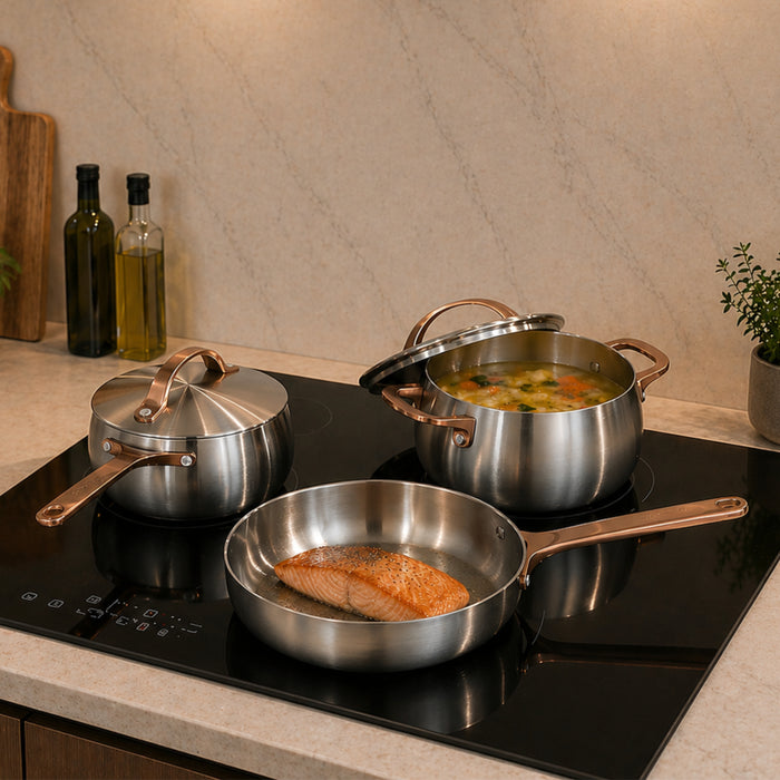 Image 6 of Belly Tri-Ply 18/10 Stainless Steel 9.5" Fry Pan, Warm Blush