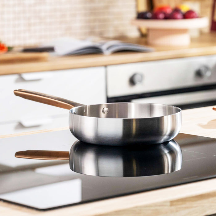 Image 7 of Belly Tri-Ply 18/10 Stainless Steel 9.5" Fry Pan, Warm Blush