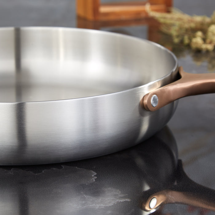 Image 3 of Belly Tri-Ply 18/10 Stainless Steel 11" Fry Pan, Warm Blush