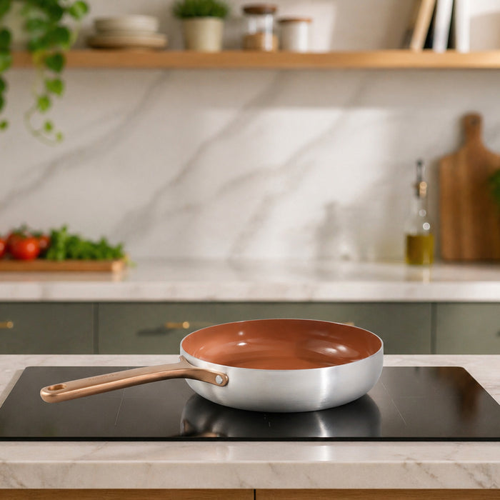 Image 3 of Belly Recycled Tri-Ply 18/10 Stainless Steel Nonstick Ceramic 9.5" Fry Pan, Warm Blush