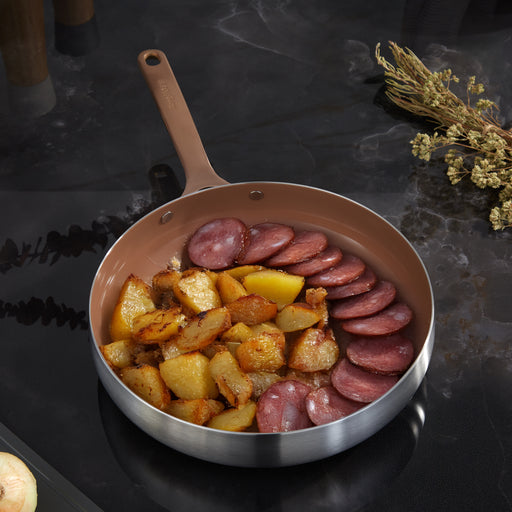 Image 2 of Belly Tri-Ply 18/10 Stainless Steel Nonstick Ceramic 11" Fry Pan, Warm Blush