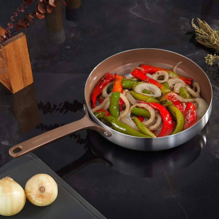 Image 5 of Belly Tri-Ply 18/10 Stainless Steel Nonstick Ceramic 11" Fry Pan, Warm Blush