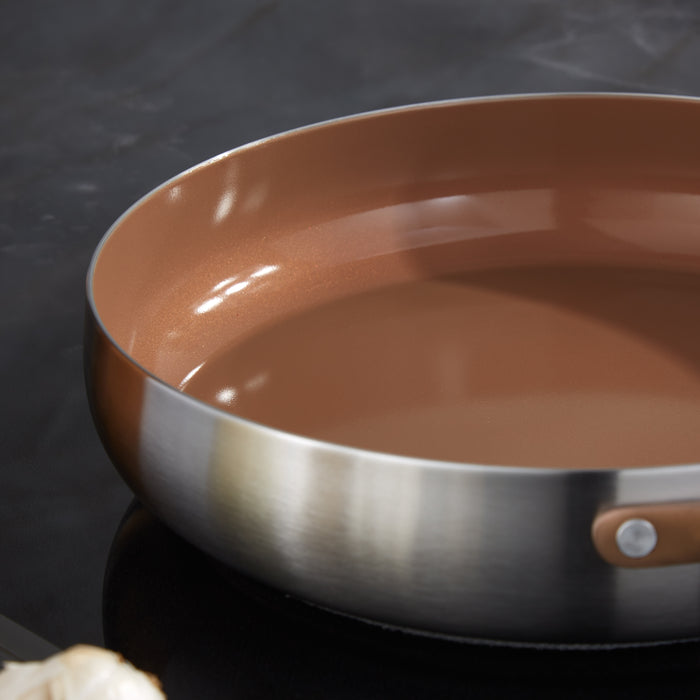 Image 7 of Belly Tri-Ply 18/10 Stainless Steel Nonstick Ceramic 11" Fry Pan, Warm Blush
