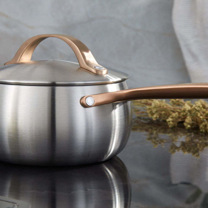 Image 8 of Belly Tri-Ply 18/10 Stainless Steel 6" Saucepan with Lid, Warm Blush
