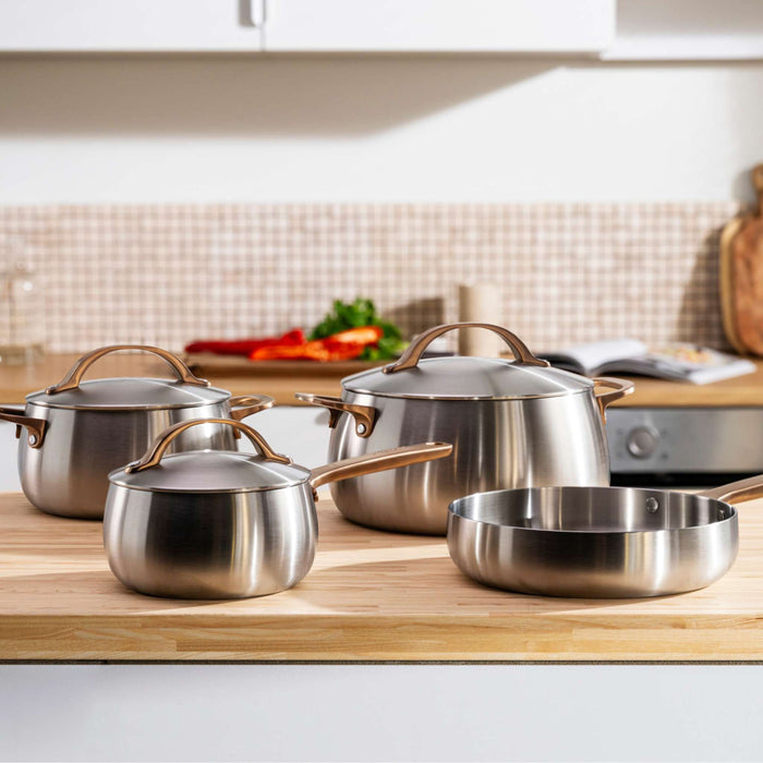 Image 9 of Belly Tri-Ply 18/10 Stainless Steel 6" Saucepan with Lid, Warm Blush