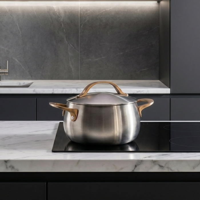 Image 5 of Belly Tri-Ply 18/10 Stainless Steel 7" Stockpot 3qt. with Lid, Warm Blush