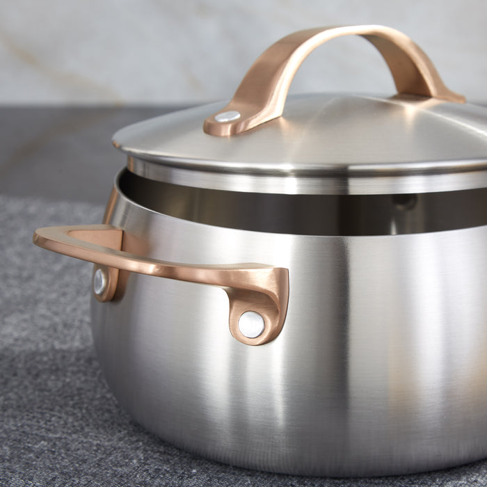 Image 7 of Belly Tri-Ply 18/10 Stainless Steel 7" Stockpot 3qt. with Lid, Warm Blush