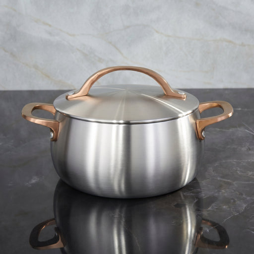 Image 1 of Belly Tri-Ply 18/10 Stainless Steel 8" Stockpot 4qt. with Lid, Warm Blush