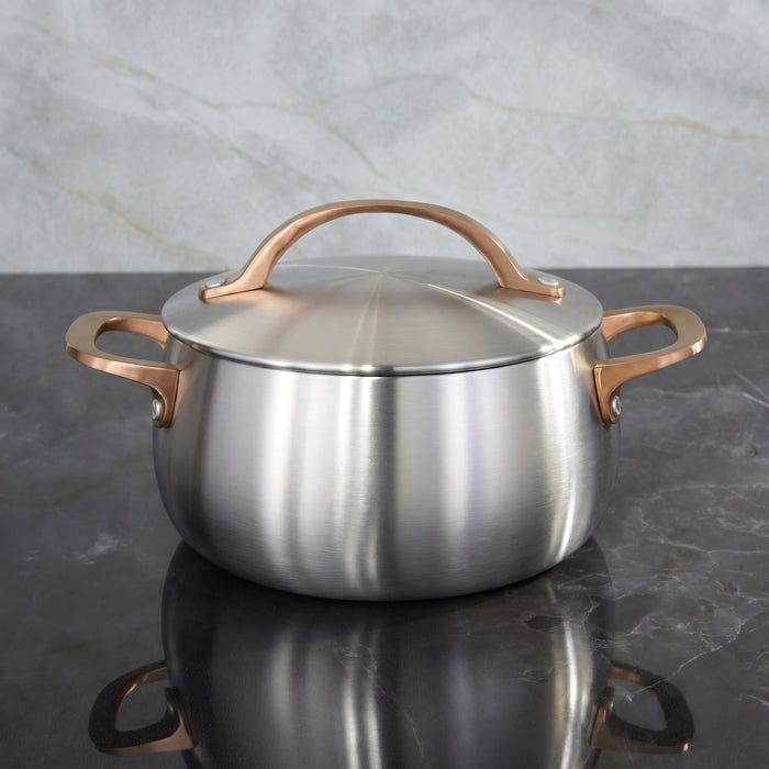 Image 1 of Belly Tri-Ply 18/10 Stainless Steel 8" Stockpot 4qt. with Lid, Warm Blush