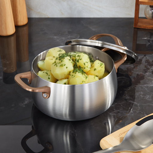 Image 2 of Belly Tri-Ply 18/10 Stainless Steel 8" Stockpot 4qt. with Lid, Warm Blush