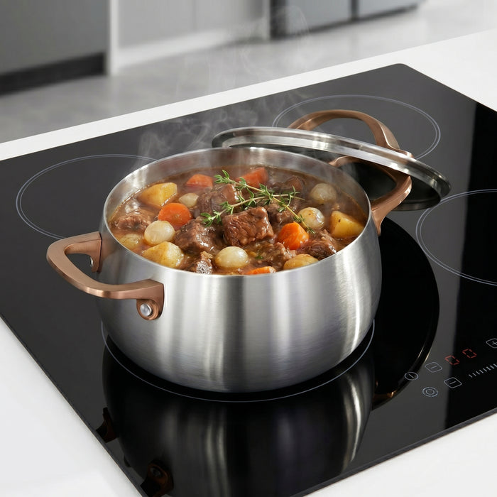 Image 6 of Belly Tri-Ply 18/10 Stainless Steel 8" Stockpot 4qt. with Lid, Warm Blush