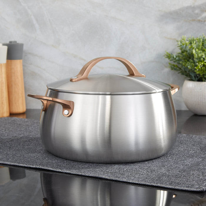 Image 1 of Belly Tri-Ply 18/10 Stainless Steel 9.5" Stockpot 7qt. with Lid, Warm Blush