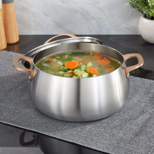Image 2 of Belly Tri-Ply 18/10 Stainless Steel 9.5" Stockpot 7qt. with Lid, Warm Blush