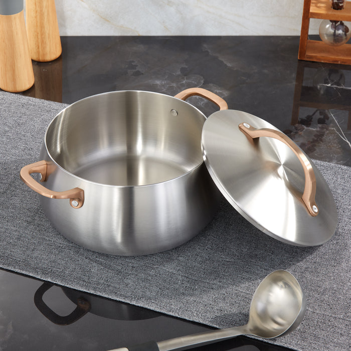 Image 3 of Belly Tri-Ply 18/10 Stainless Steel 9.5" Stockpot 7qt. with Lid, Warm Blush