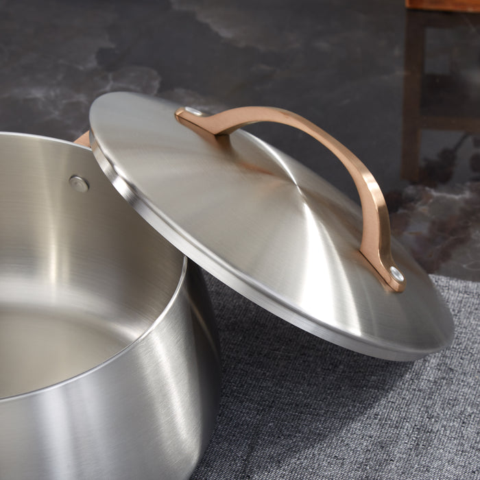 Image 5 of Belly Tri-Ply 18/10 Stainless Steel 9.5" Stockpot 7qt. with Lid, Warm Blush
