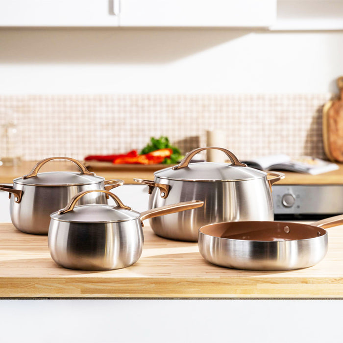 Image 6 of Belly Tri-Ply 18/10 Stainless Steel 9.5" Stockpot 7qt. with Lid, Warm Blush