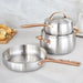 Image 2 of Belly Tri-Ply 5pc 18/10 Stainless Steel Cookware Set with Lids, Warm Blush
