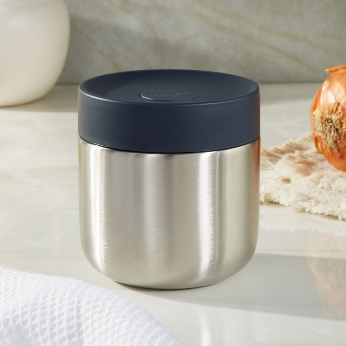 Image 1 of Nommie Stainless Steel 12oz Food Container, Navy and Steel