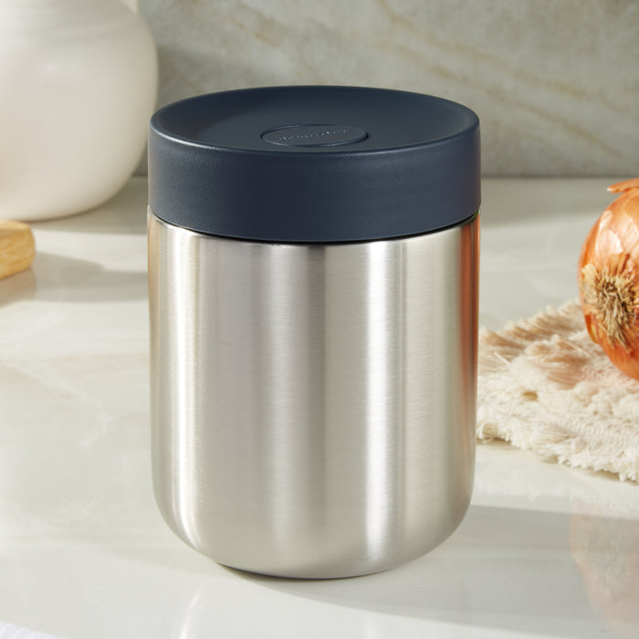 Image 1 of Nommie Stainless Steel 17oz Food Container, Navy and Steel