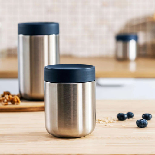 Image 2 of Nommie Stainless Steel 17oz Food Container, Navy and Steel