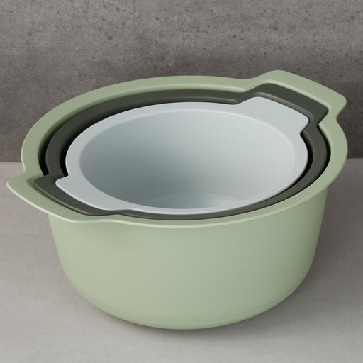 Image 1 of Nommie 3Pc Mixing Bowls and Colander Set, Green