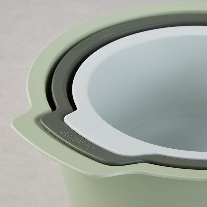 Image 3 of Nommie 3Pc Mixing Bowls and Colander Set, Green