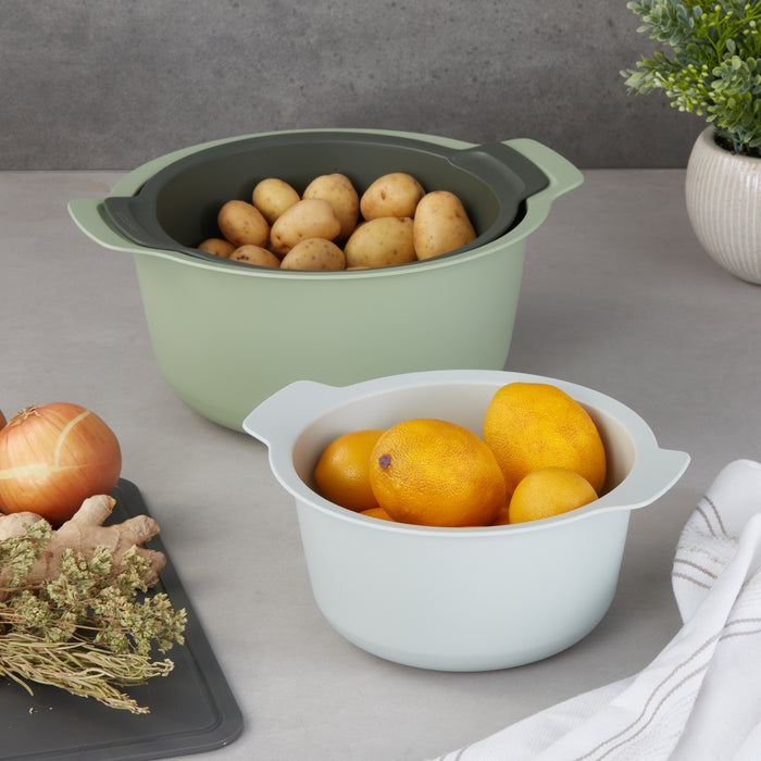 Image 6 of Nommie 3Pc Mixing Bowls and Colander Set, Green