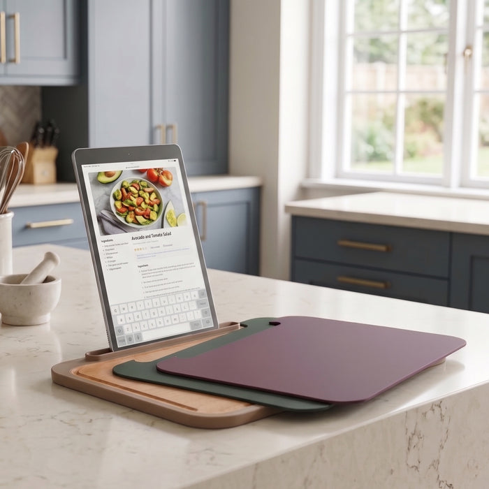 BergHOFF Elements 3pc Cutting Board with Tablet Stand, Multicolor