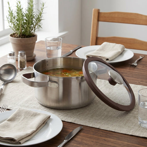 BergHOFF Elements 18/10 Stainless Steel 8" Stockpot 3qt. with Glass Lid, Purple - Stock Pots