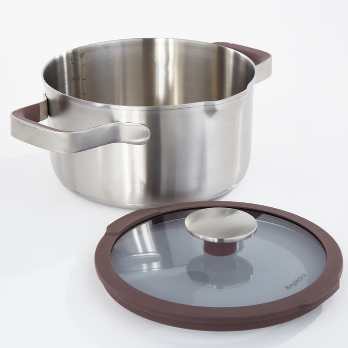 BergHOFF Elements 18/10 Stainless Steel 8" Stockpot 3qt. with Glass Lid, Purple