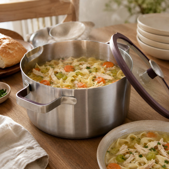 BergHOFF Elements 18/10 Stainless Steel 10" Stockpot 7.5qt. with Glass Lid, Purple