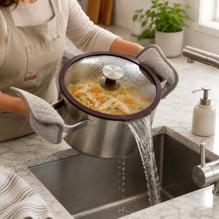 BergHOFF Elements 18/10 Stainless Steel 10" Stockpot 7.5qt. with Glass Lid, Purple