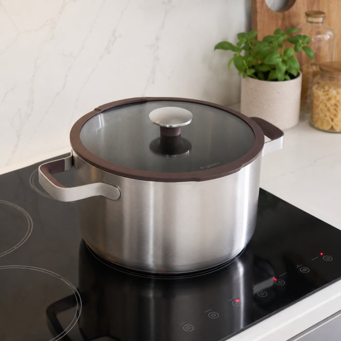BergHOFF Elements 18/10 Stainless Steel 10" Stockpot 7.5qt. with Glass Lid, Purple