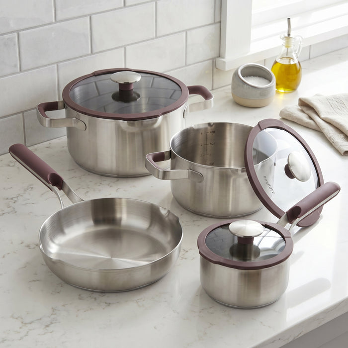 BergHOFF Elements 18/10 Stainless Steel 7pc Cookware Set, Purple